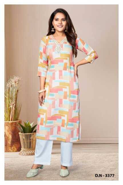 Geometric Print Straight Kurta