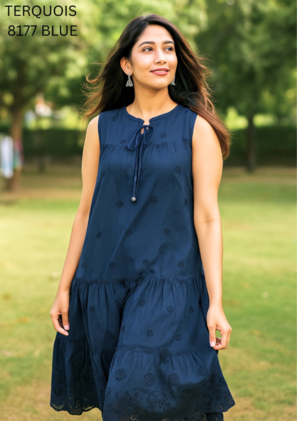 Sleeveless Embroidered Tiered Cotton Midi Dress